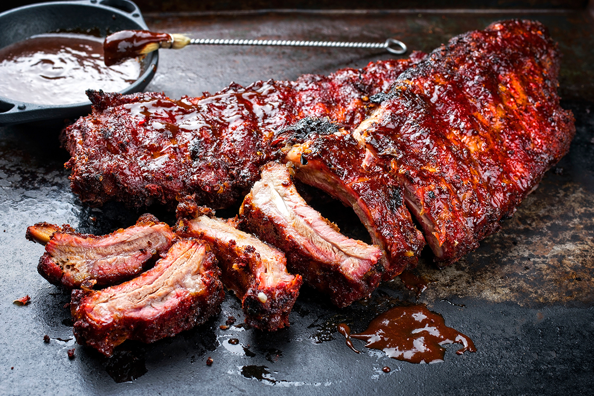Barbecue,Pork,Spare,Loin,Ribs,St,Louis,Cut,With,Hot