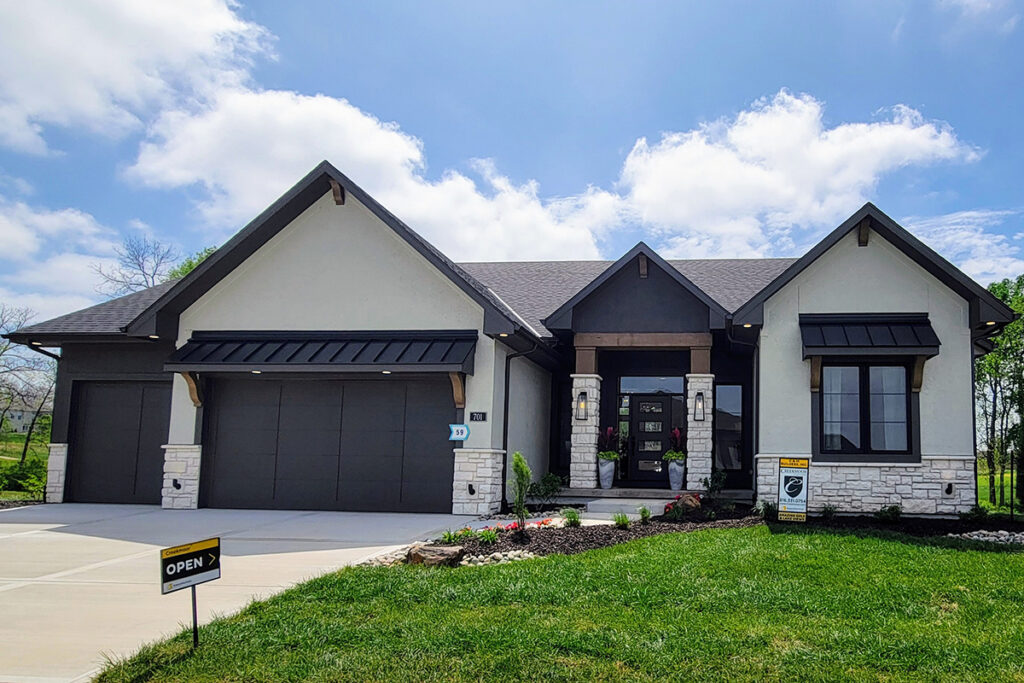 A ranch-style home in the Creekmoor golf community in Raymore by C&M Builders